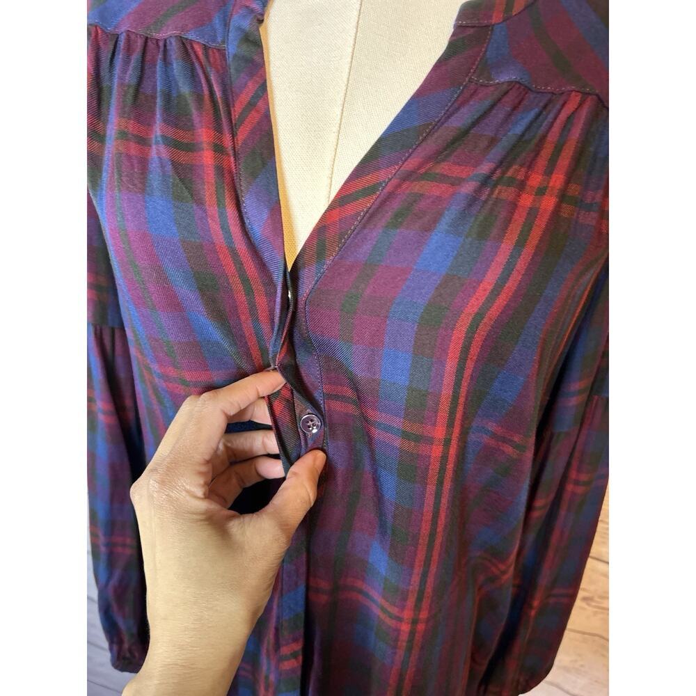 Cabi Red Plaid Rayon Blouse - Women's Regular Size S - Picture 6 of 8